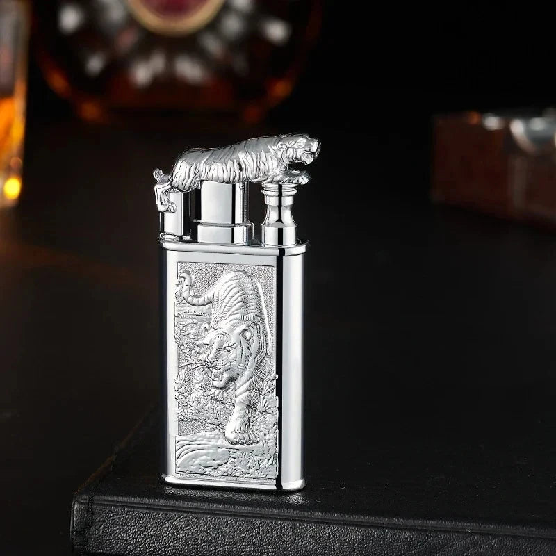 3D Windproof Wolf Double Flame Lighter