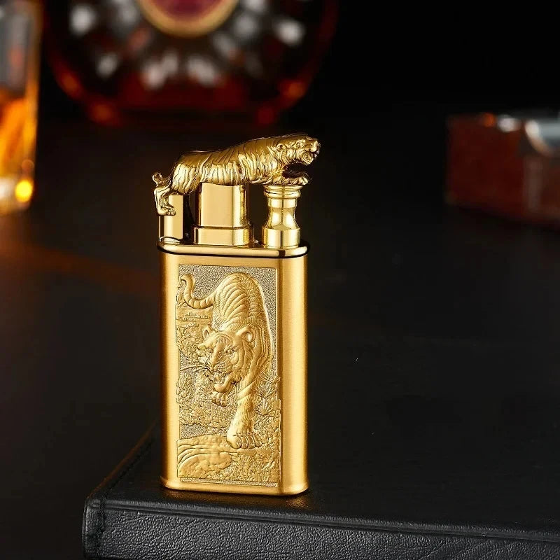 3D Windproof Wolf Double Flame Lighter