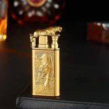 3D Windproof Wolf Double Flame Lighter