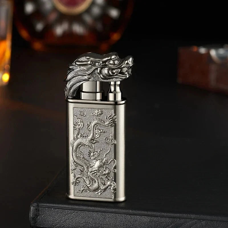 3D Windproof Wolf Double Flame Lighter