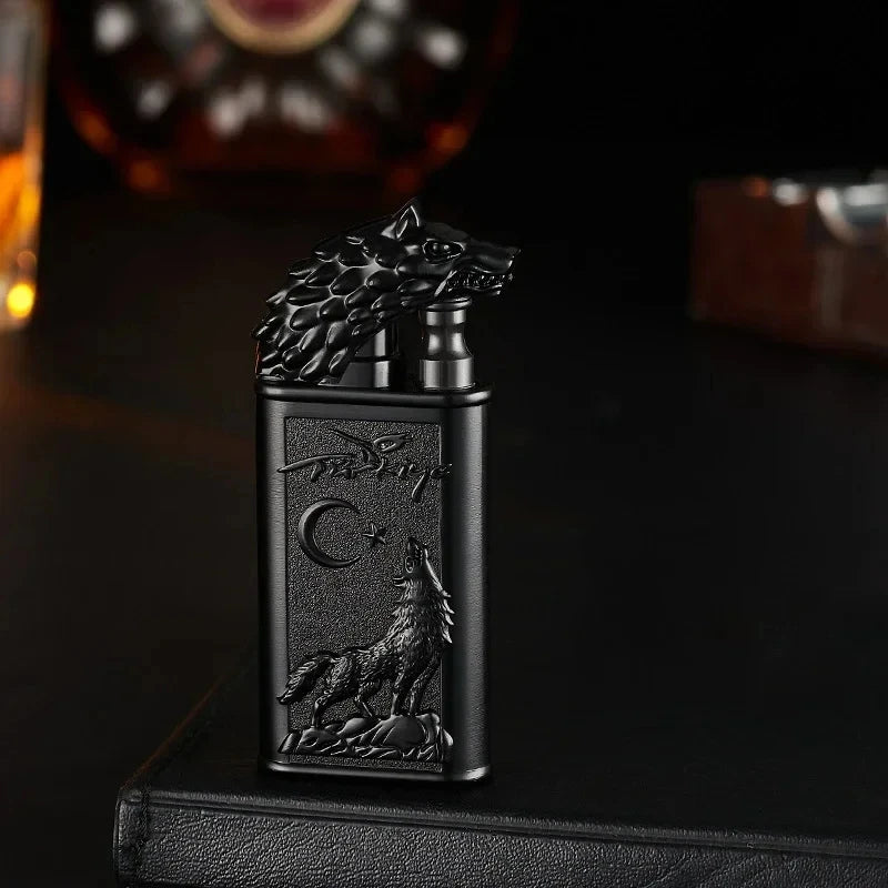 3D Windproof Wolf Double Flame Lighter