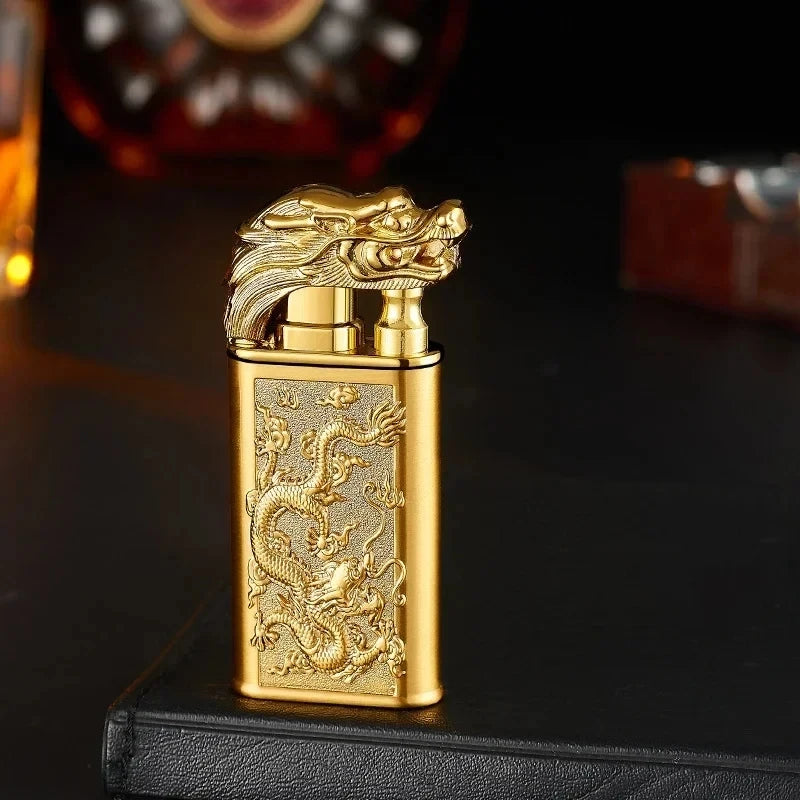 3D Windproof Wolf Double Flame Lighter
