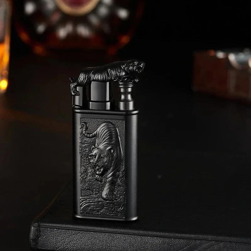 3D Windproof Wolf Double Flame Lighter