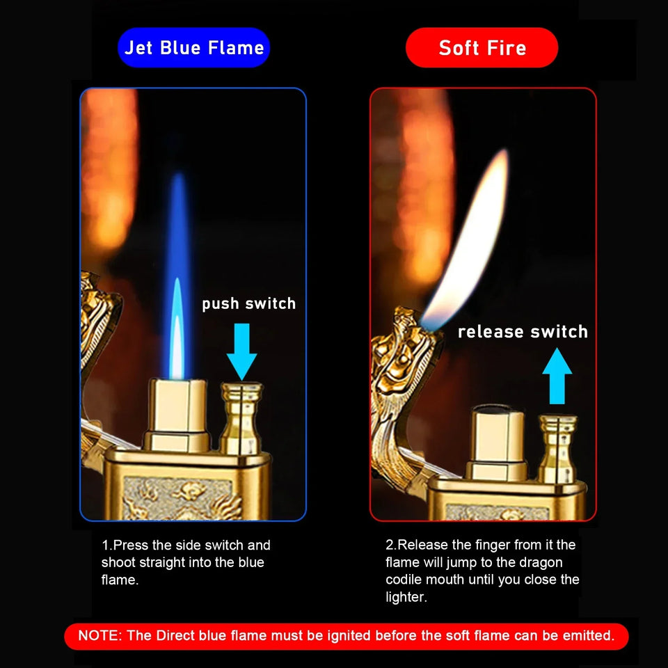 3D Windproof Wolf Double Flame Lighter
