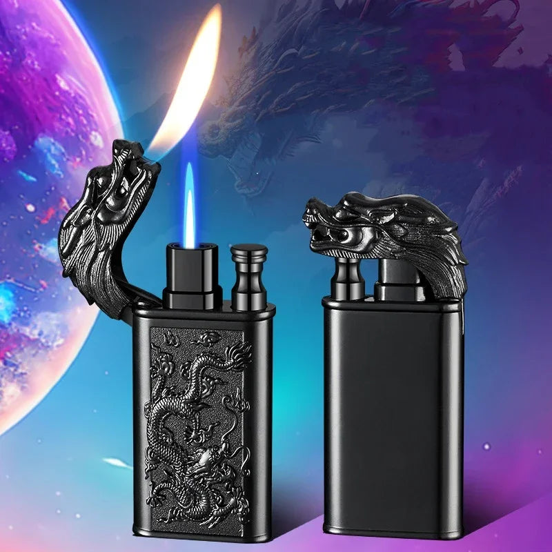3D Windproof Wolf Double Flame Lighter