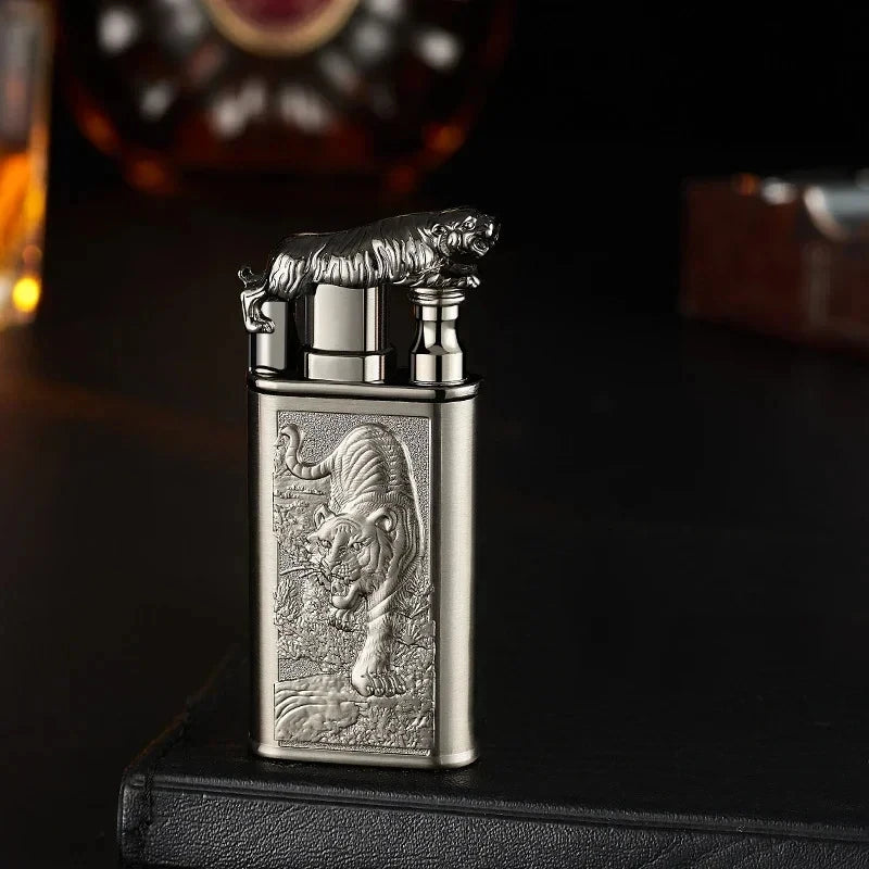 3D Windproof Wolf Double Flame Lighter